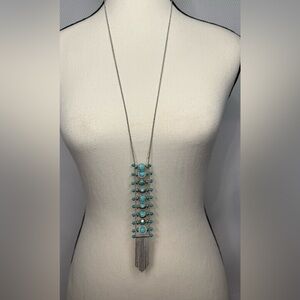 Lucky Brand Silver and Faux Turquoise Necklace
